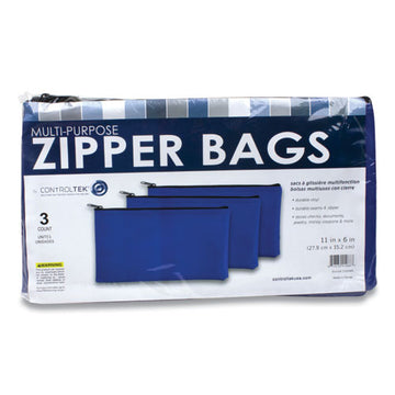 CONTROLTEK® Fabric Deposit Bag, Vinyl, 5.5 X 11, Blue, 3-pack freeshipping - TVN Wholesale